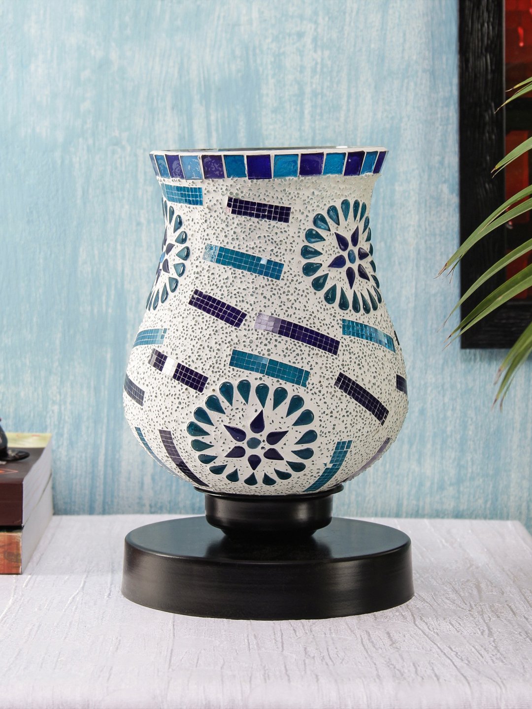 Ambika Home Bohemia Mosaic Multicolor Mosaic Glass Table Lamp with Wooden Base | Premium Bedside Lamp for Bedroom, Living Room, Hall, Hotel, Café, Restaurant & Office | E27 Compatible - Image 2