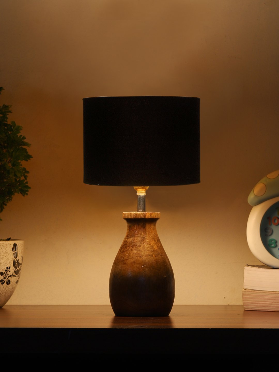 Ambika Home Lumina Collection Black Shade Table Lamp | Premium Decorative Bedside Lamp for Bedroom, Living Room, Hall, Hotel, Café, Restaurant, Office & Study Room | E27 Compatible - Image 8