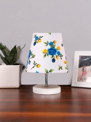 Ambika Home Multicolor Cotton Shade Wooden Table Lamp | Modern Bedside Lamp for Bedroom, Living Room, Hotel, CafÃ© & Home DÃ©cor