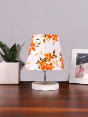 Ambika Home Multicolor Cotton Shade Wooden Table Lamp | Modern Bedside Lamp for Bedroom, Living Room, Hotel, CafÃ© & Home DÃ©cor
