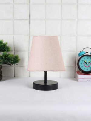 Ambika Home White Jute Shade Wooden Table Lamp | Modern Bedside Lamp for Bedroom, Living Room, Hotel, Café & Home Décor