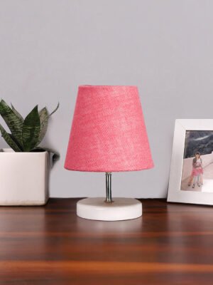 Ambika Home Pink Jute Shade Wooden Table Lamp | Modern Bedside Lamp for Bedroom, Living Room, Hotel, CafÃ© & Home DÃ©cor