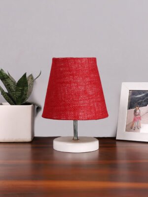 Ambika Home Maroon Jute Shade Wooden Table Lamp | Modern Bedside Lamp for Bedroom, Living Room, Hotel, CafÃ© & Home DÃ©cor