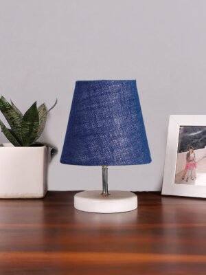 Ambika Home Blue Jute Shade Wooden Table Lamp | Modern Bedside Lamp for Bedroom, Living Room, Hotel, CafÃ© & Home DÃ©cor