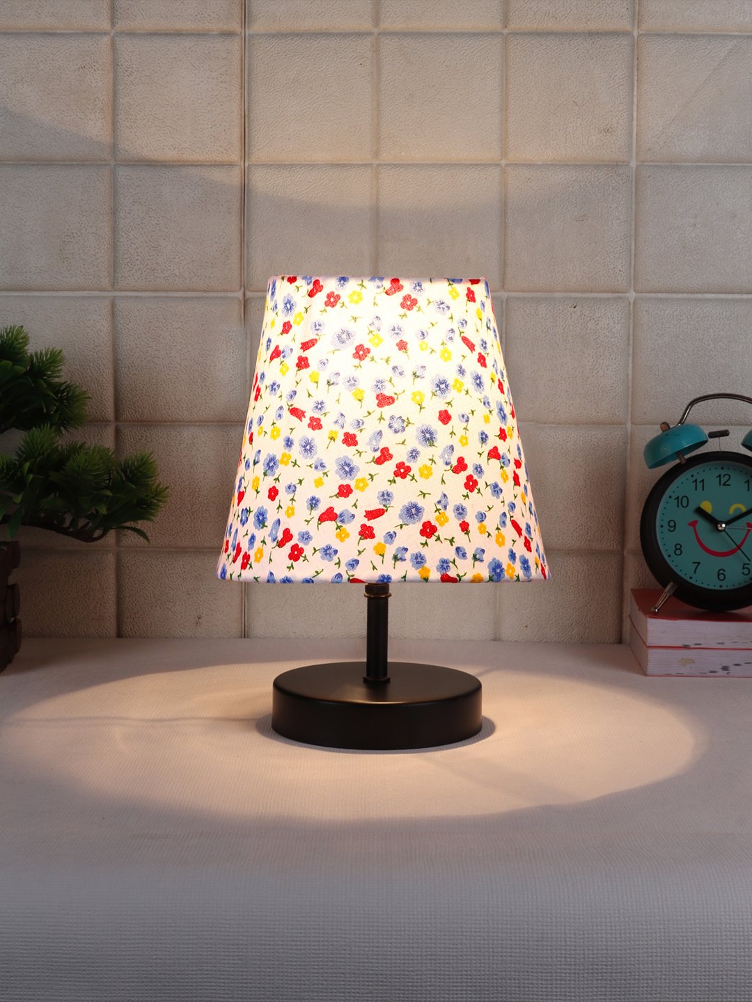 Ambika Home Multicolor Cotton Shade Wooden Table Lamp | Modern Bedside Lamp for Bedroom, Living Room, Hotel, Café & Home Décor - Image 2