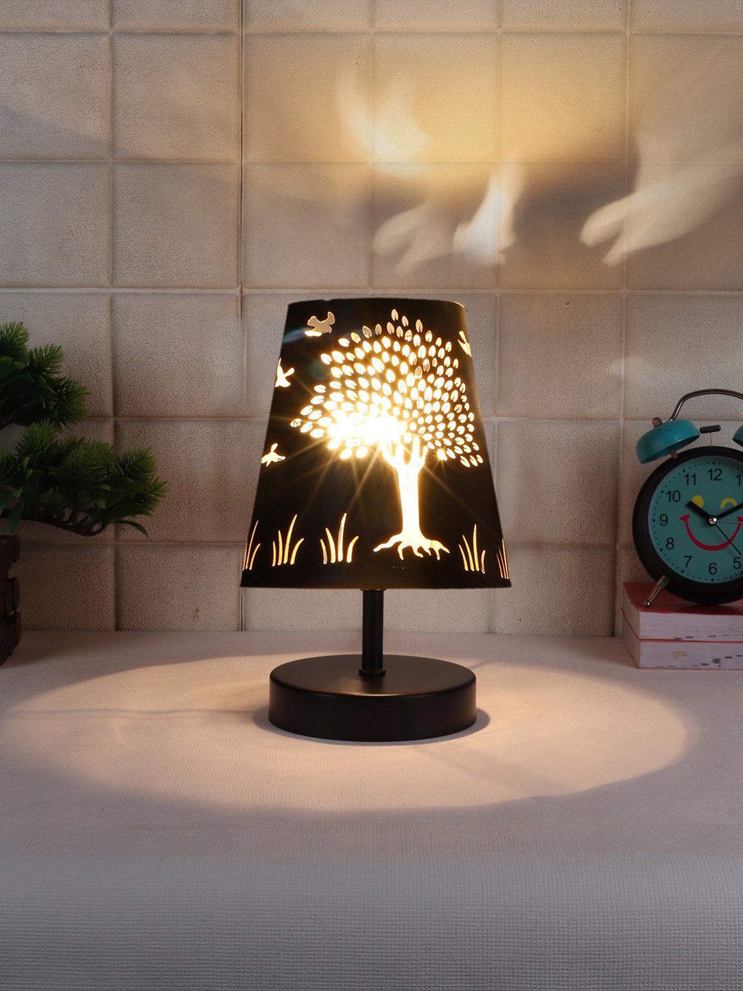 Ambika Home Black Metal Shade Wooden Table Lamp | Modern Bedside Lamp for Bedroom, Living Room, Hotel, Café & Home Décor - Image 2