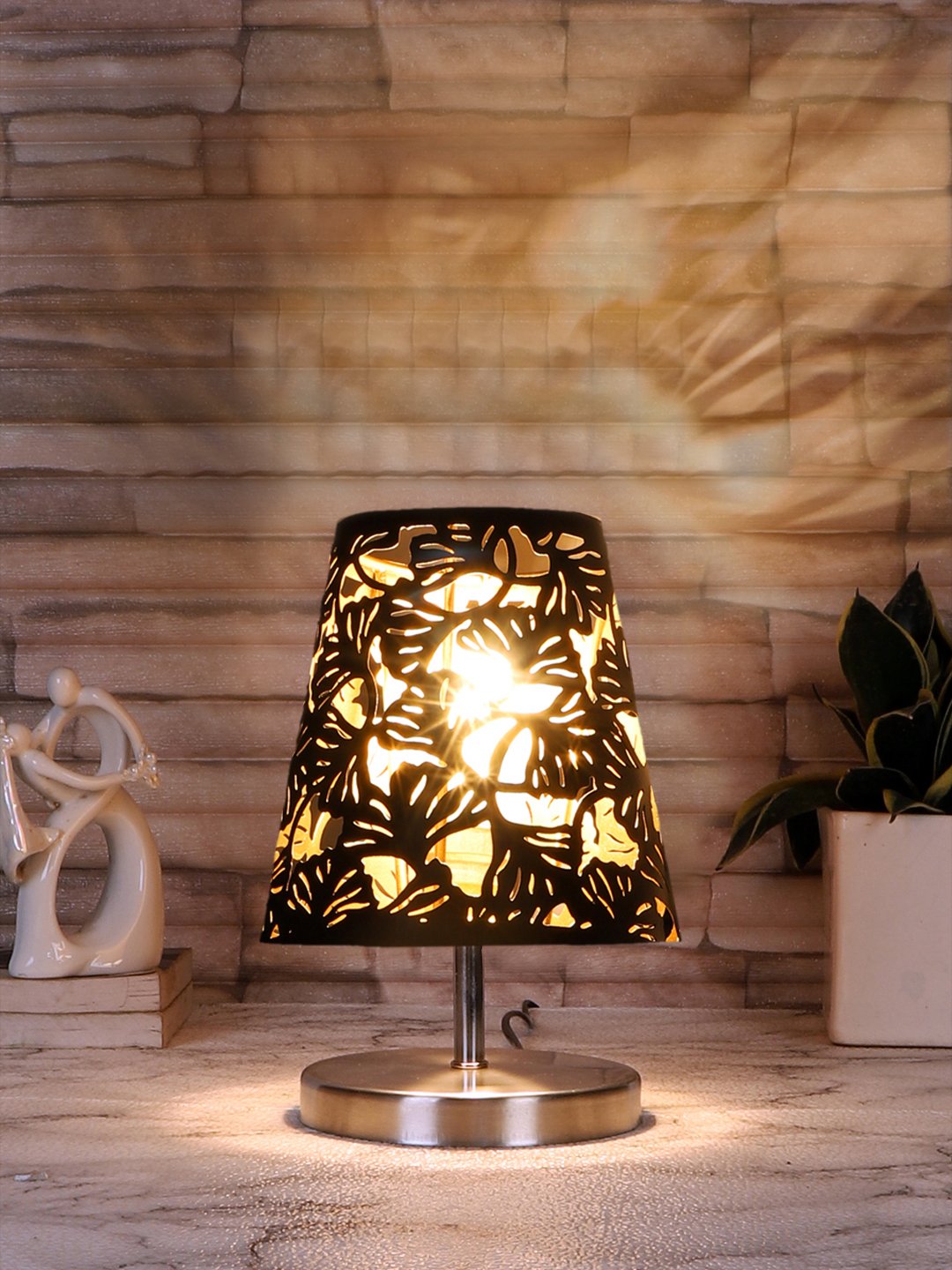 Ambika Home Black Metal Shade Wooden Table Lamp | Modern Bedside Lamp for Bedroom, Living Room, Hotel, Café & Home Décor - Image 2