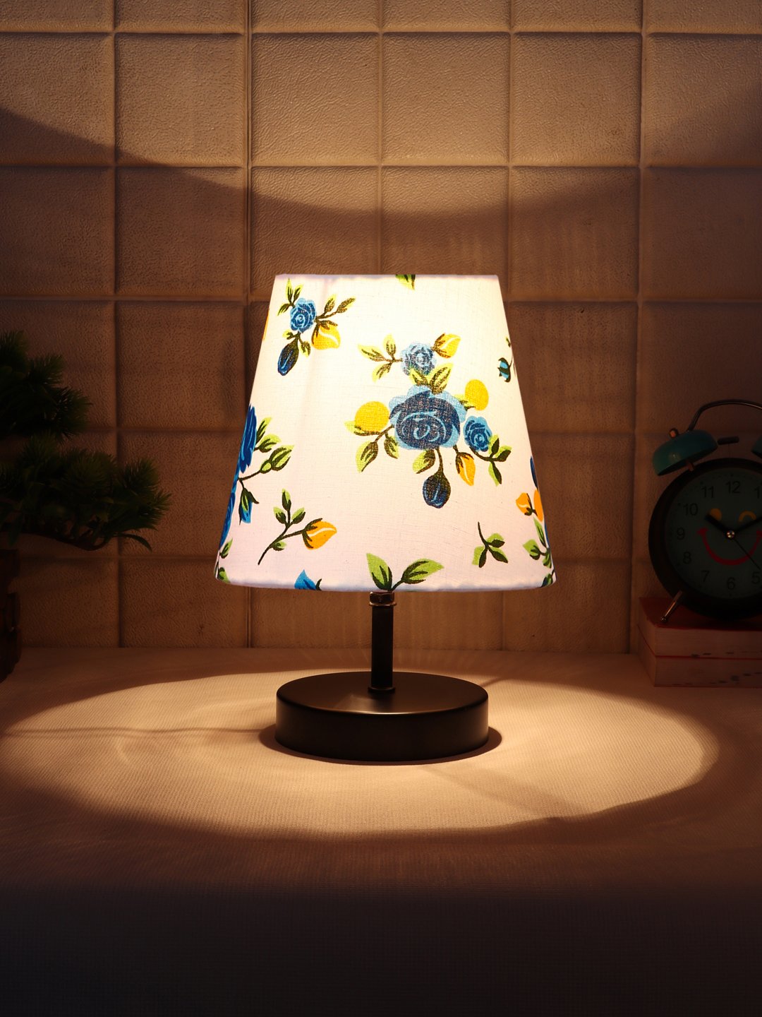 Ambika Home Multicolor Cotton Shade Wooden Table Lamp | Modern Bedside Lamp for Bedroom, Living Room, Hotel, Café & Home Décor - Image 3