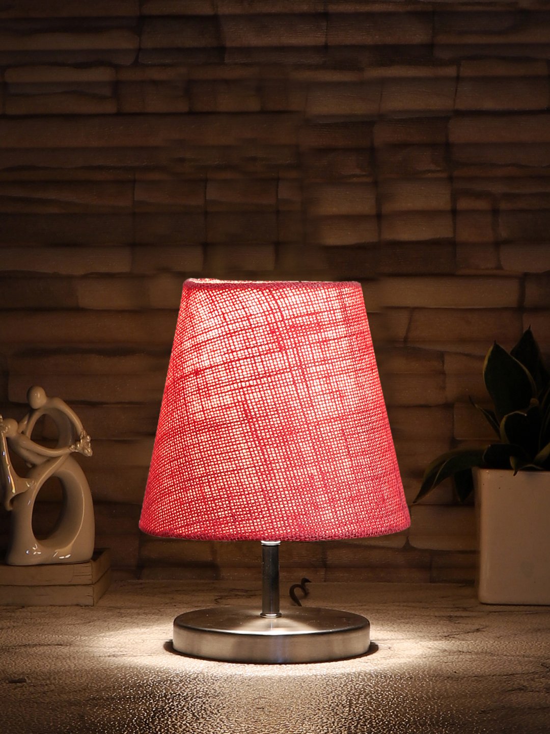 Ambika Home Pink Jute Shade Wooden Table Lamp | Modern Bedside Lamp for Bedroom, Living Room, Hotel, Café & Home Décor - Image 3