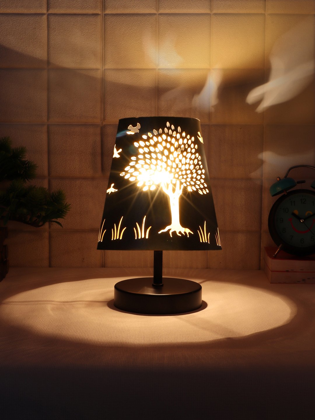 Ambika Home Black Metal Shade Wooden Table Lamp | Modern Bedside Lamp for Bedroom, Living Room, Hotel, Café & Home Décor - Image 3