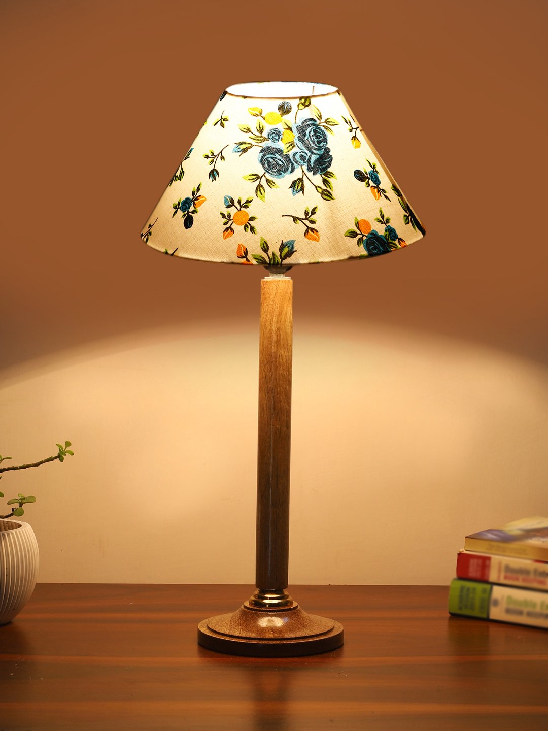 Ambika Home Contemporary Natural Wood Table Lamp with Multicolor Jute Shade | Decorative Bedside Lamp for Bedroom, Living Room, Hotel & Office | E27 Holder | BH84 - Image 3