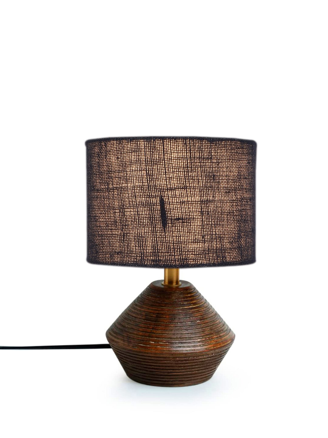 Ambika Home Wood Table Lamp with Blue Jute Shade | Decorative Bedside Lamp for Bedroom, Living Room, Dining Room, Study Room, Office, Hotel, Café & Restaurant | Modern Home Décor | E27 Holder - Image 3
