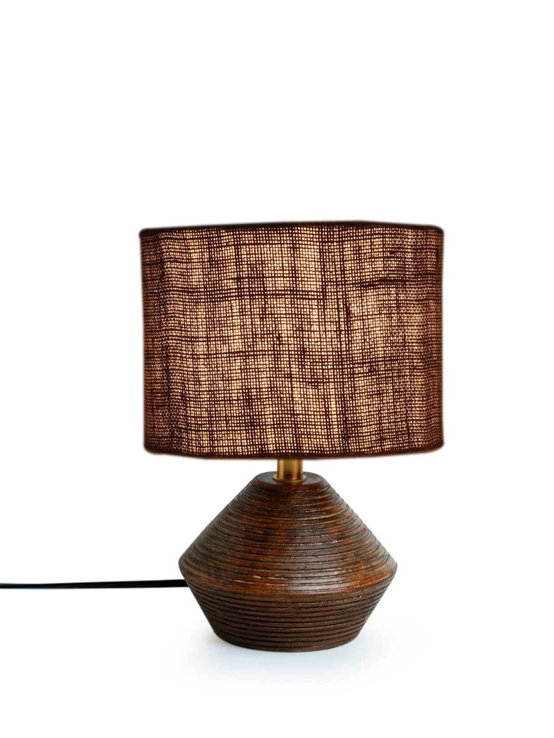 Ambika Home Wood Table Lamp with Grey Jute Shade | Decorative Bedside Lamp for Bedroom, Living Room, Dining Room, Study Room, Office, Hotel, Café & Restaurant | Modern Home Décor | E27 Holder - Image 3