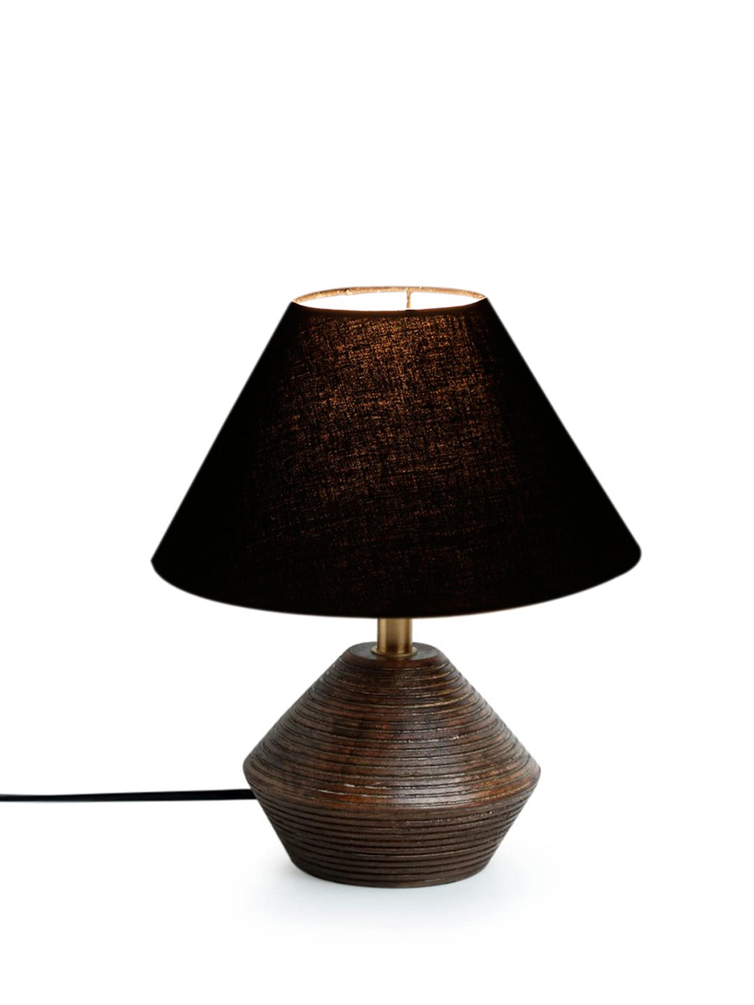 Ambika Home Wood Table Lamp with Black cotton Shade | Decorative Bedside Lamp for Bedroom, Living Room, Dining Room, Study Room, Office, Hotel, Café & Restaurant | Modern Home Décor | E27 Holder - Image 3