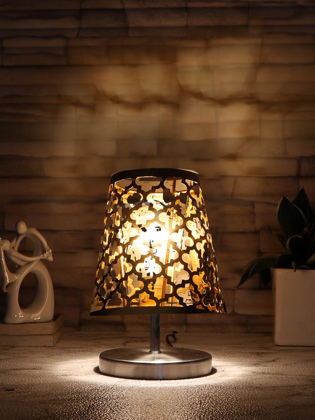 Ambika Home Black Metal Shade Wooden Table Lamp | Modern Bedside Lamp for Bedroom, Living Room, Hotel, Café & Home Décor - Image 3