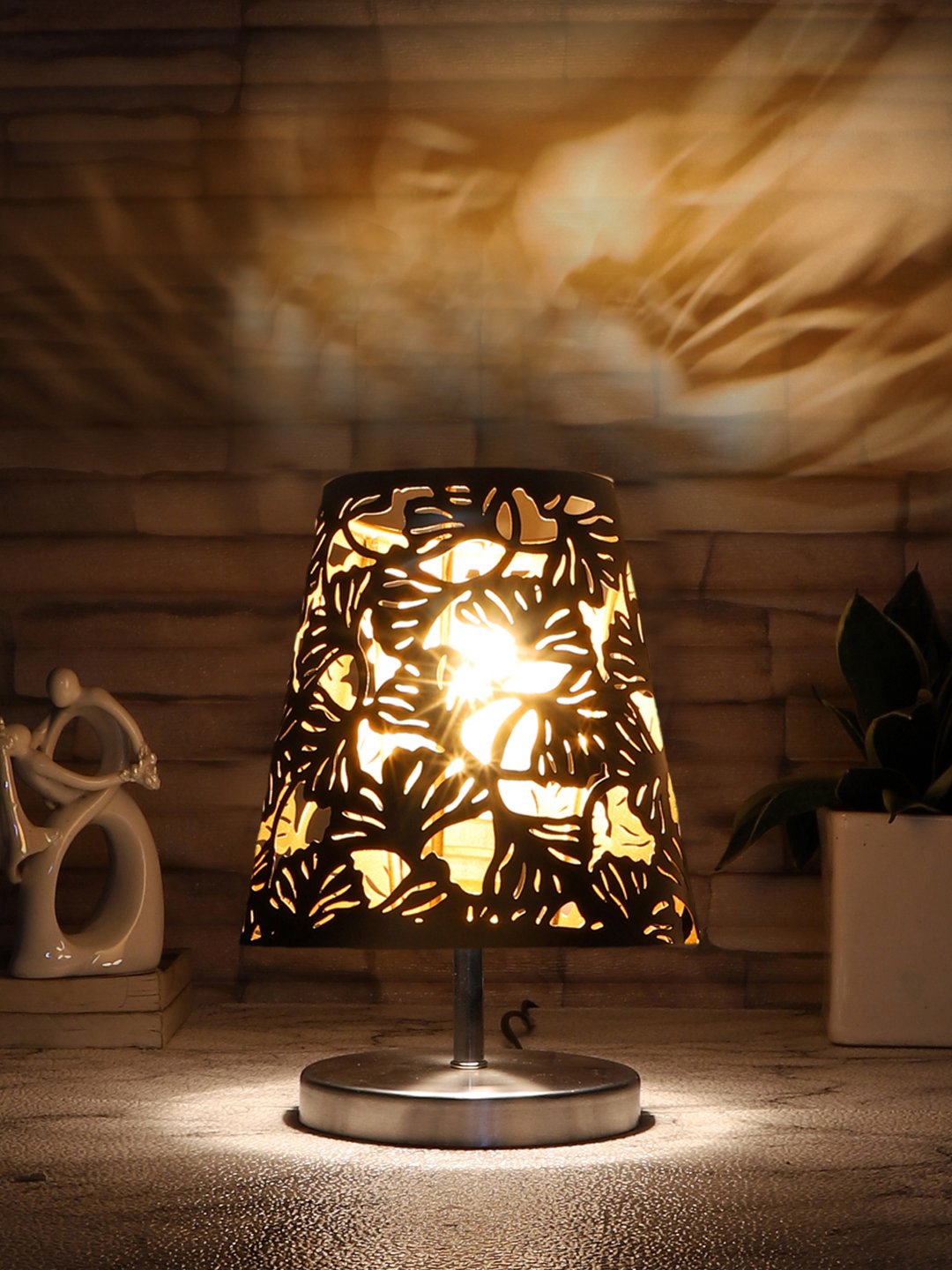 Ambika Home Black Metal Shade Wooden Table Lamp | Modern Bedside Lamp for Bedroom, Living Room, Hotel, Café & Home Décor - Image 3