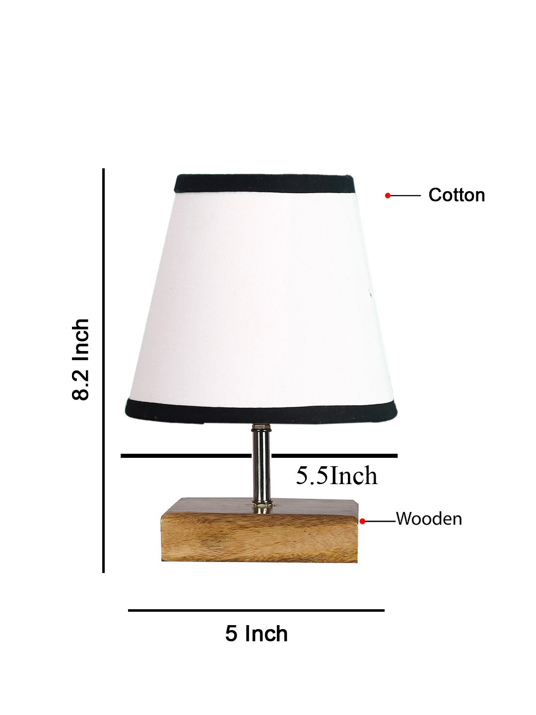 Ambika Home White Cotton Shade Wooden Table Lamp | Modern Bedside Lamp for Bedroom, Living Room, Hotel, Café & Home Décor - Image 2