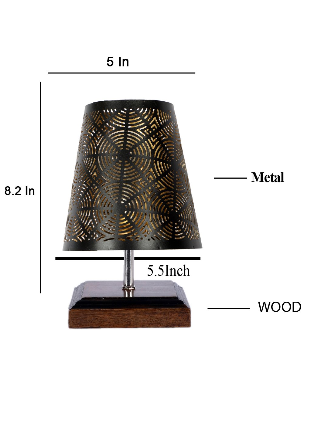Ambika Home Black Metal Shade Wooden Table Lamp | Modern Bedside Lamp for Bedroom, Living Room, Hotel, Café & Home Décor - Image 4