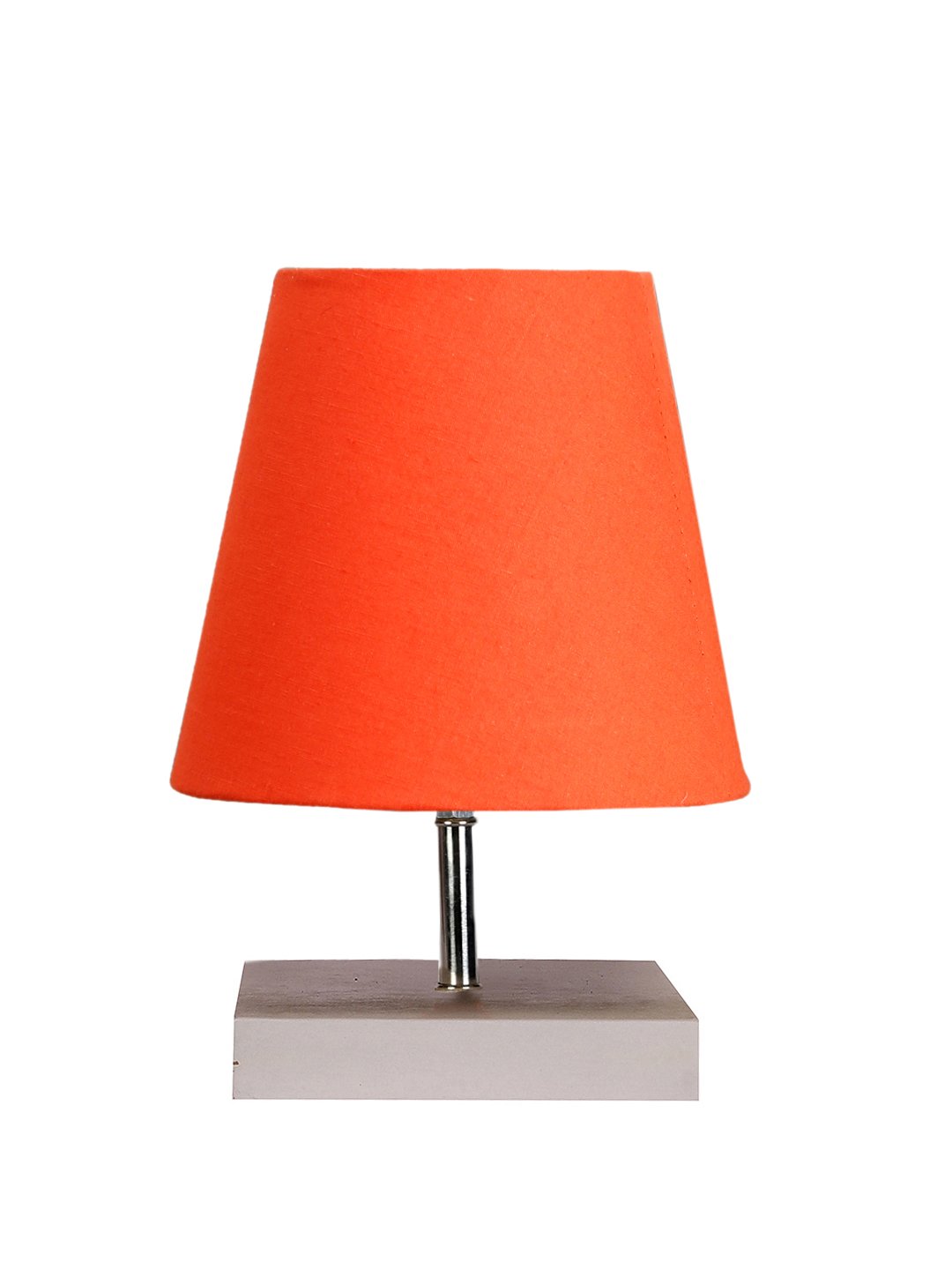 Ambika Home Orange Cotton Shade Wooden Table Lamp | Modern Bedside Lamp for Bedroom, Living Room, Hotel, Café & Home Décor - Image 3
