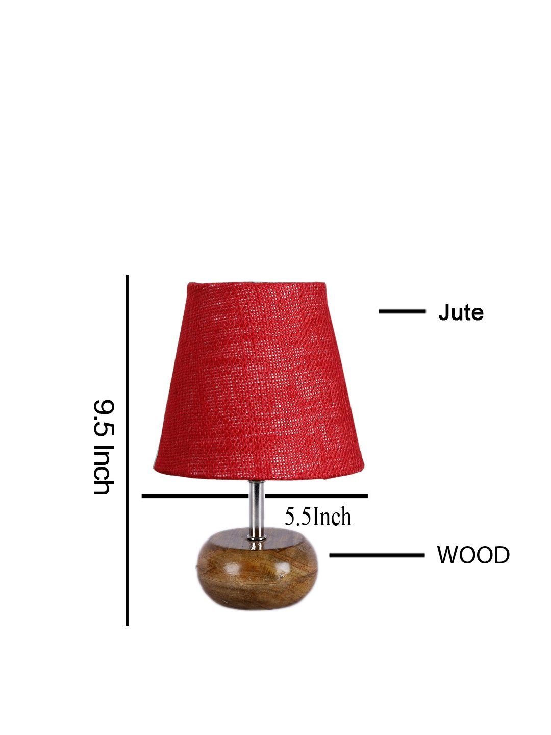 Ambika Home Maroon Jute Shade Wooden Table Lamp | Modern Bedside Lamp for Bedroom, Living Room, Hotel, Café & Home Décor