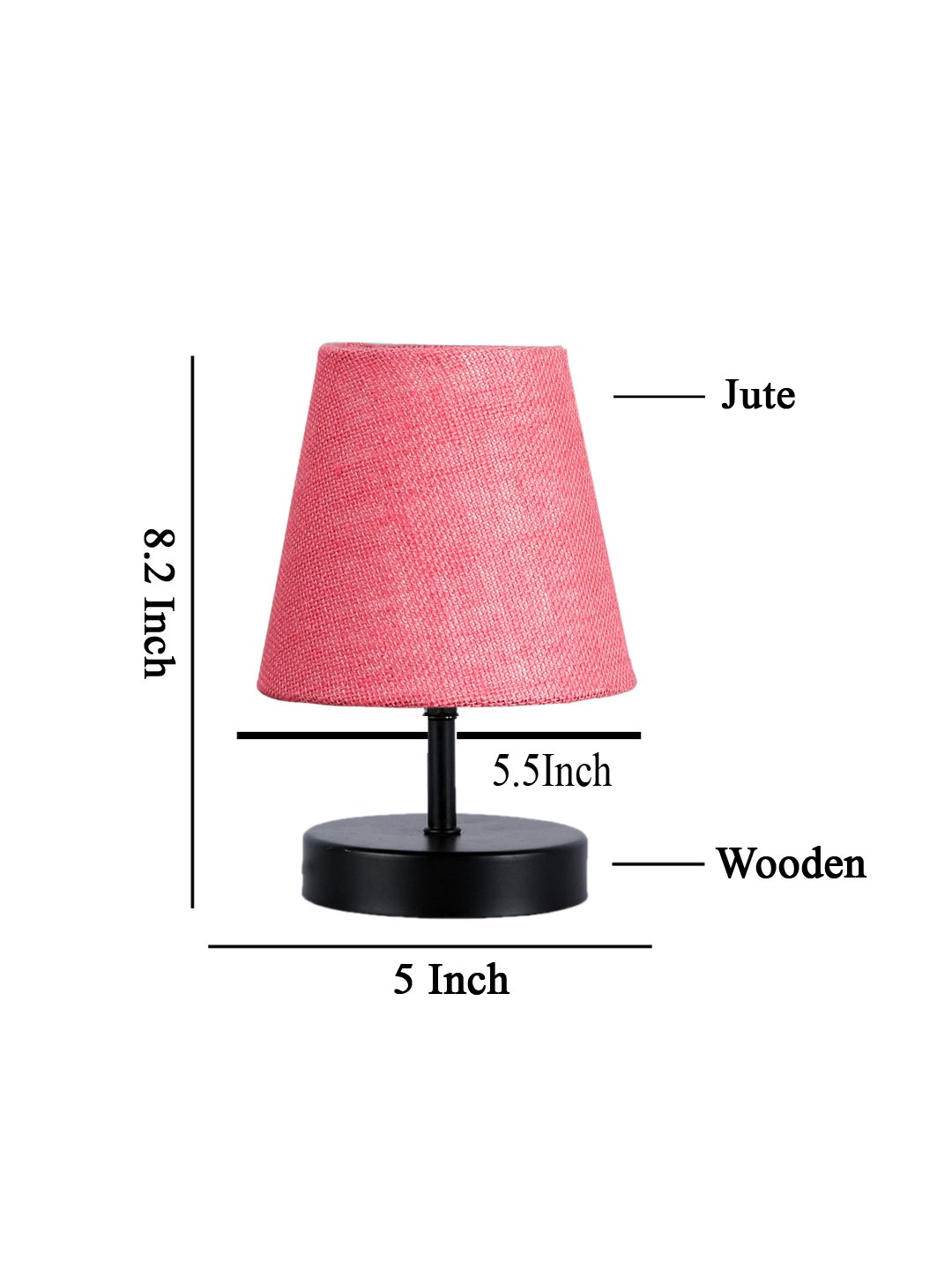 Ambika Home Pink Jute Shade Wooden Table Lamp | Modern Bedside Lamp for Bedroom, Living Room, Hotel, Café & Home Décor - Image 4