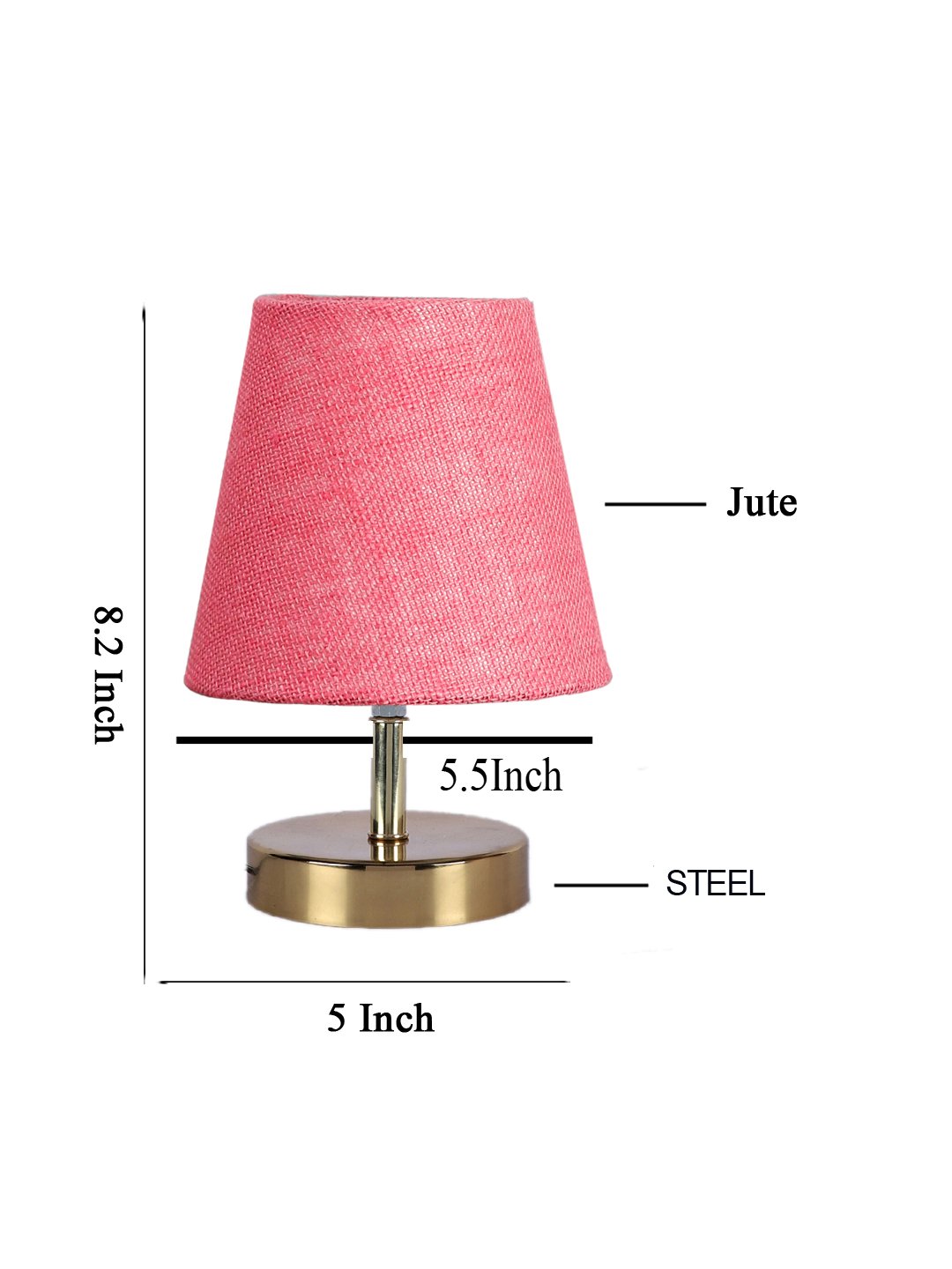 Ambika Home Pink Jute Shade Wooden Table Lamp | Modern Bedside Lamp for Bedroom, Living Room, Hotel, Café & Home Décor - Image 4