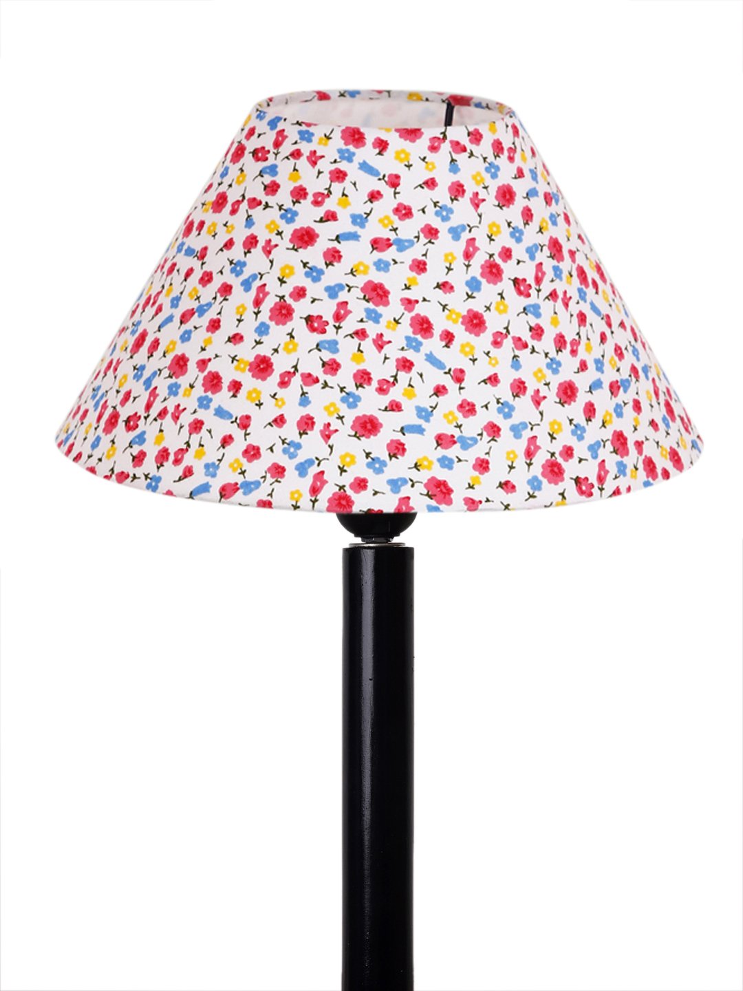 Ambika Home Classic Black Wood Table Lamp with Multicolor Cotton Shade | Decorative Bedside Lamp for Bedroom, Living Room, Hotel & Office | E27 Holder | BH38 - Image 4