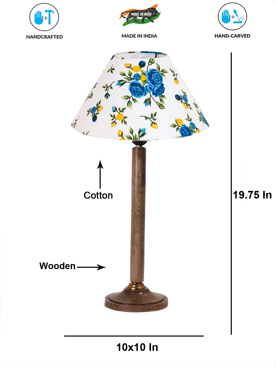 Ambika Home Contemporary Natural Wood Table Lamp with Multicolor Jute Shade | Decorative Bedside Lamp for Bedroom, Living Room, Hotel & Office | E27 Holder | BH84 - Image 4