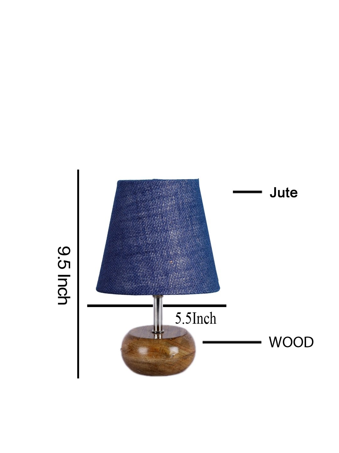 Ambika Home Blue Jute Shade Wooden Table Lamp | Modern Bedside Lamp for Bedroom, Living Room, Hotel, Café & Home Décor - Image 2