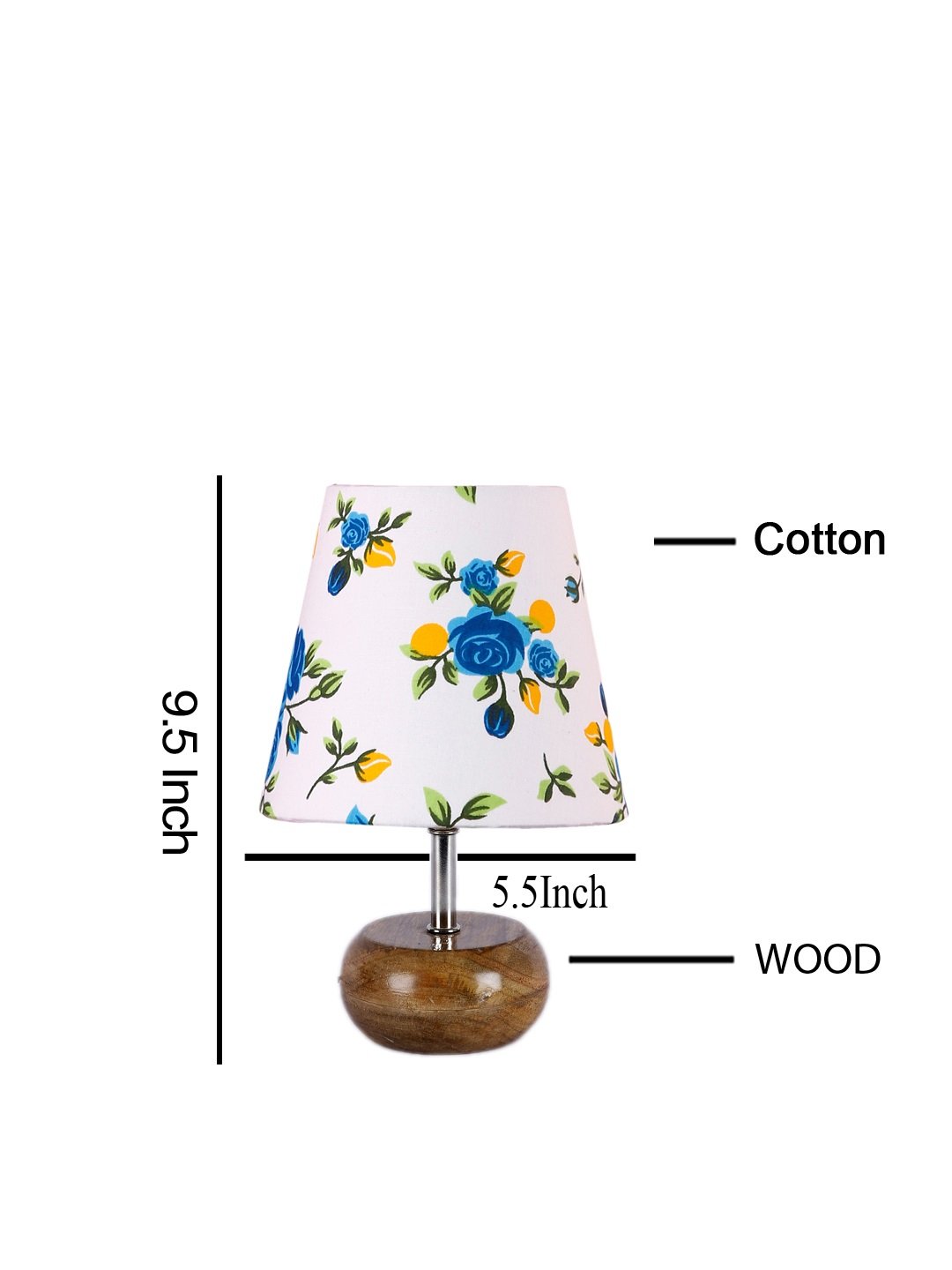 Ambika Home Multicolor Cotton Shade Wooden Table Lamp | Modern Bedside Lamp for Bedroom, Living Room, Hotel, Café & Home Décor - Image 2