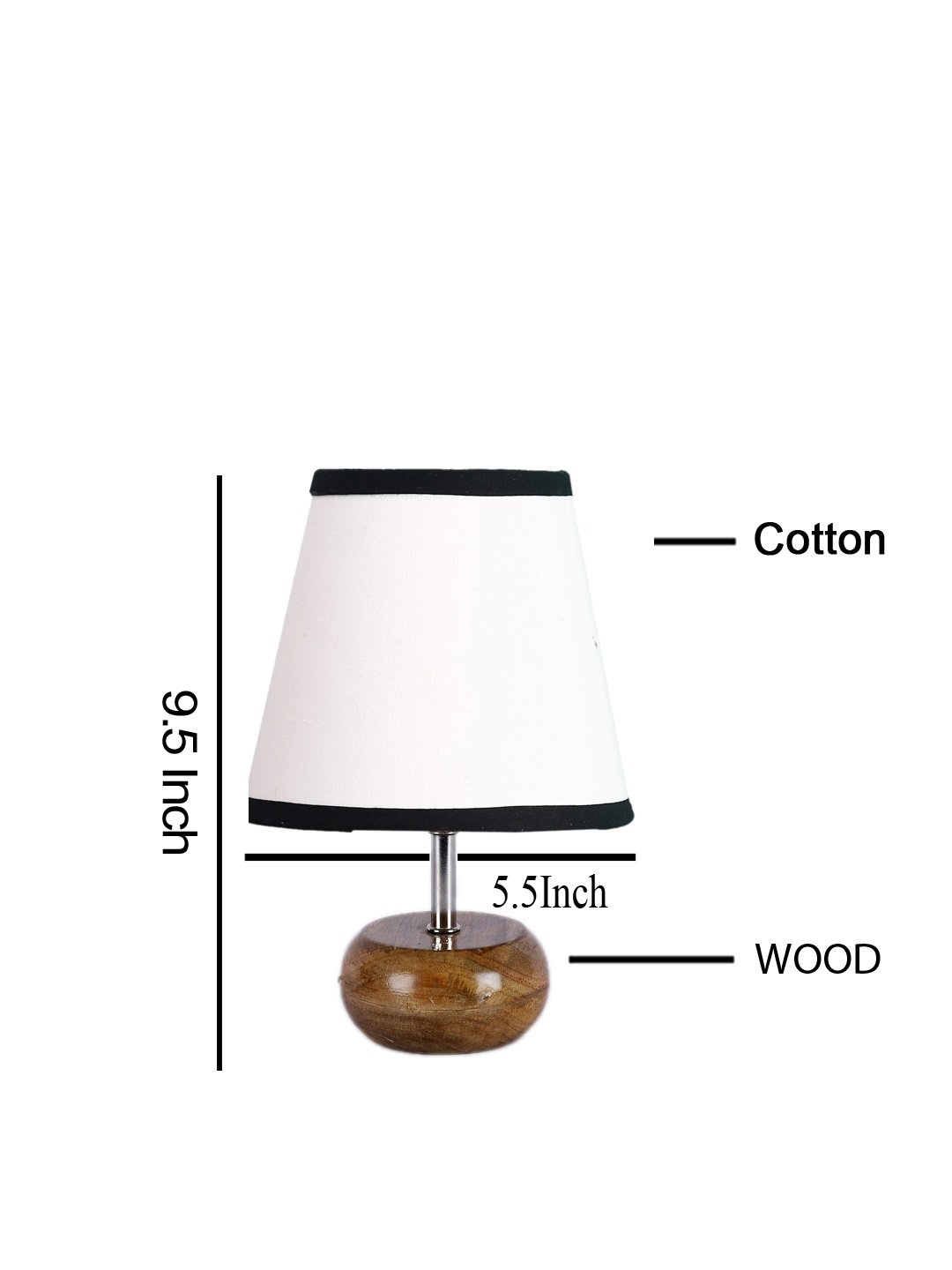 Ambika Home White Cotton Shade Wooden Table Lamp | Modern Bedside Lamp for Bedroom, Living Room, Hotel, Café & Home Décor - Image 5
