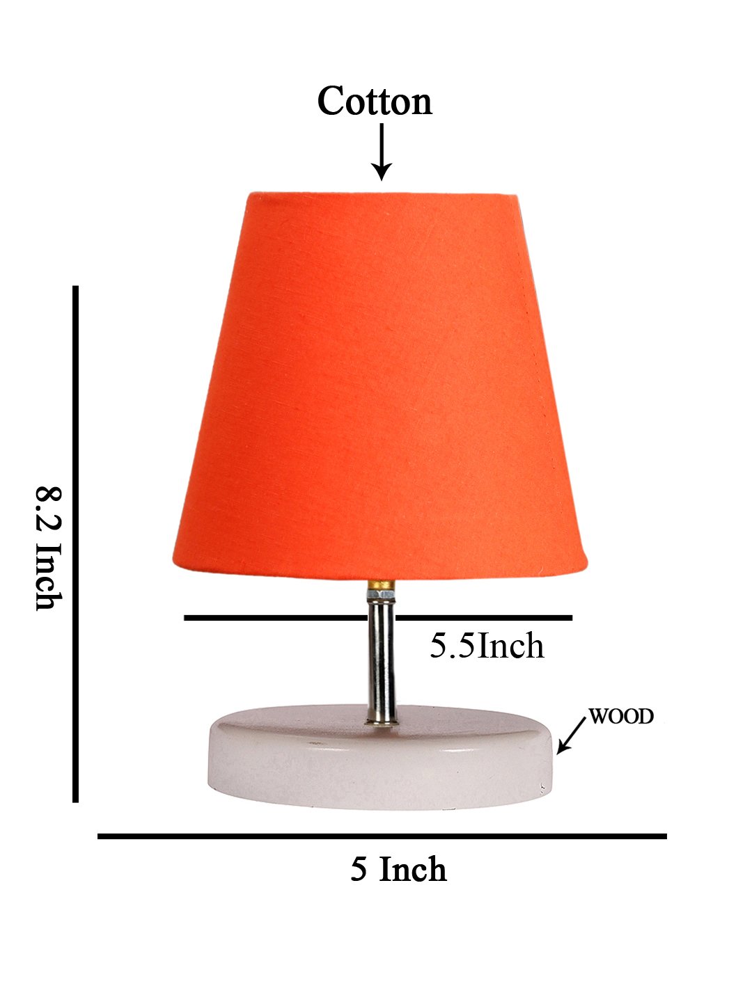 Ambika Home Orange Cotton Shade Wooden Table Lamp | Modern Bedside Lamp for Bedroom, Living Room, Hotel, Café & Home Décor - Image 5