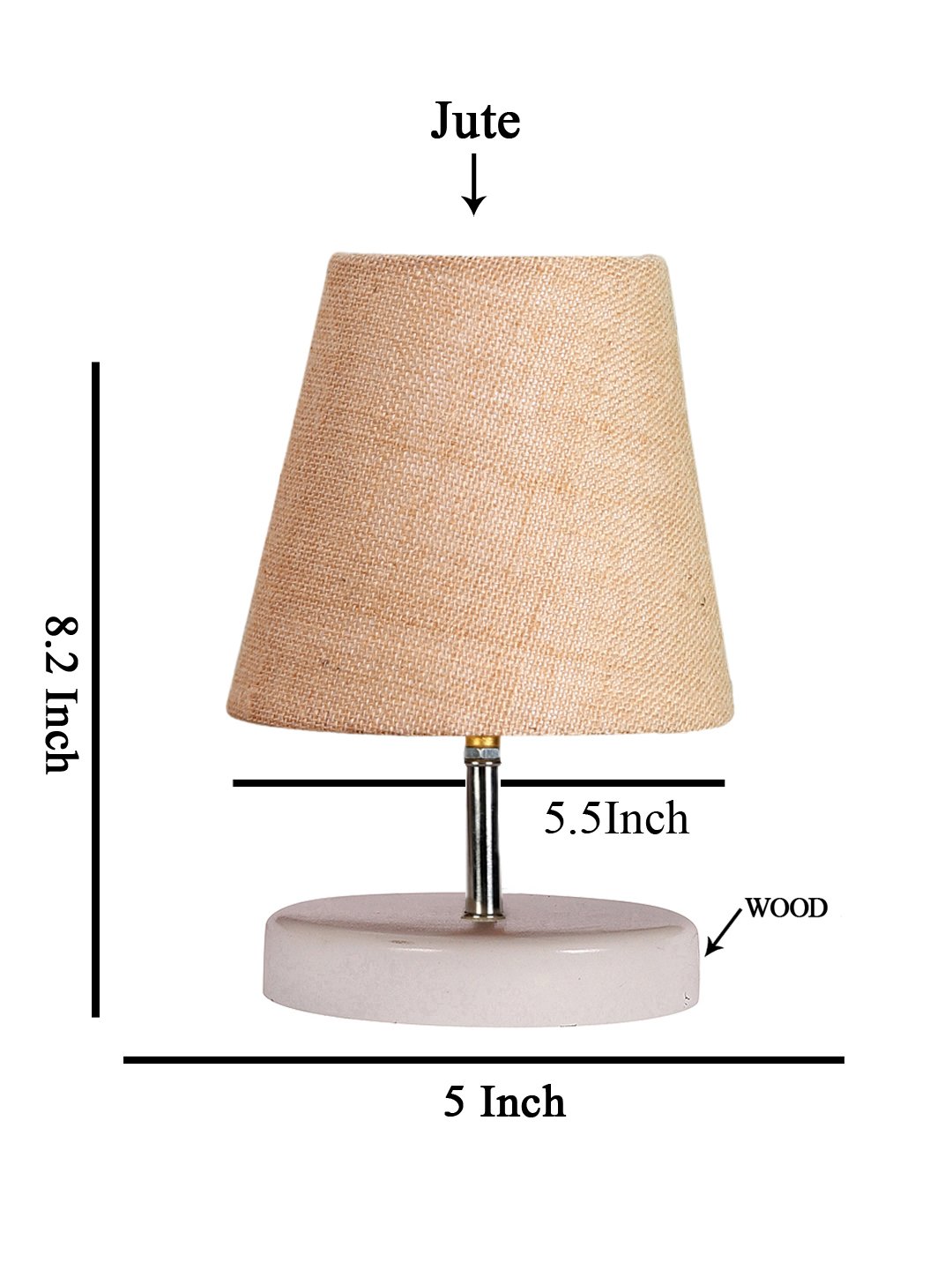 Ambika Home Beige Jute Shade Wooden Table Lamp | Modern Bedside Lamp for Bedroom, Living Room, Hotel, Café & Home Décor - Image 5