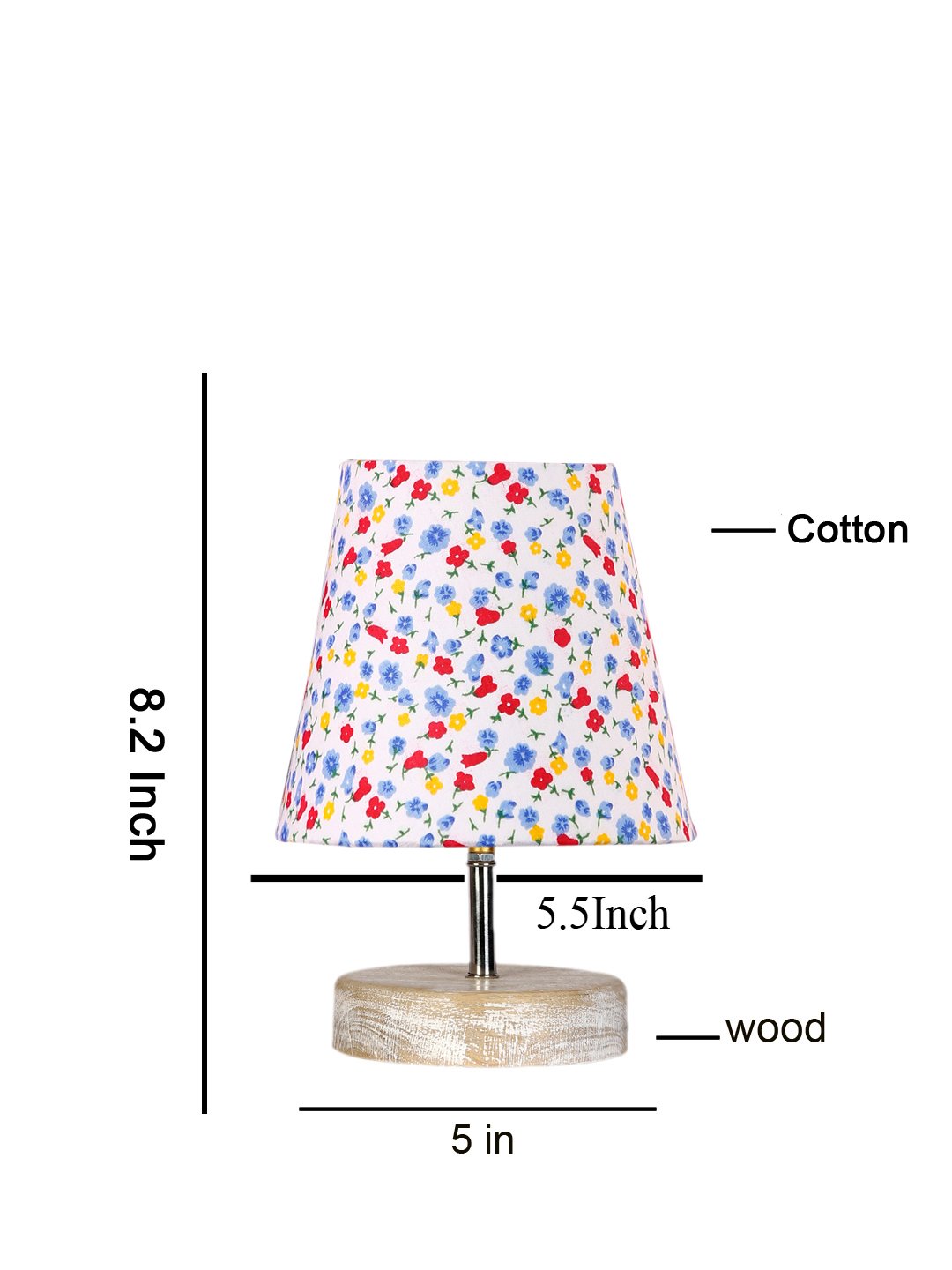 Ambika Home Multicolor Cotton Shade Wooden Table Lamp | Modern Bedside Lamp for Bedroom, Living Room, Hotel, Café & Home Décor - Image 2