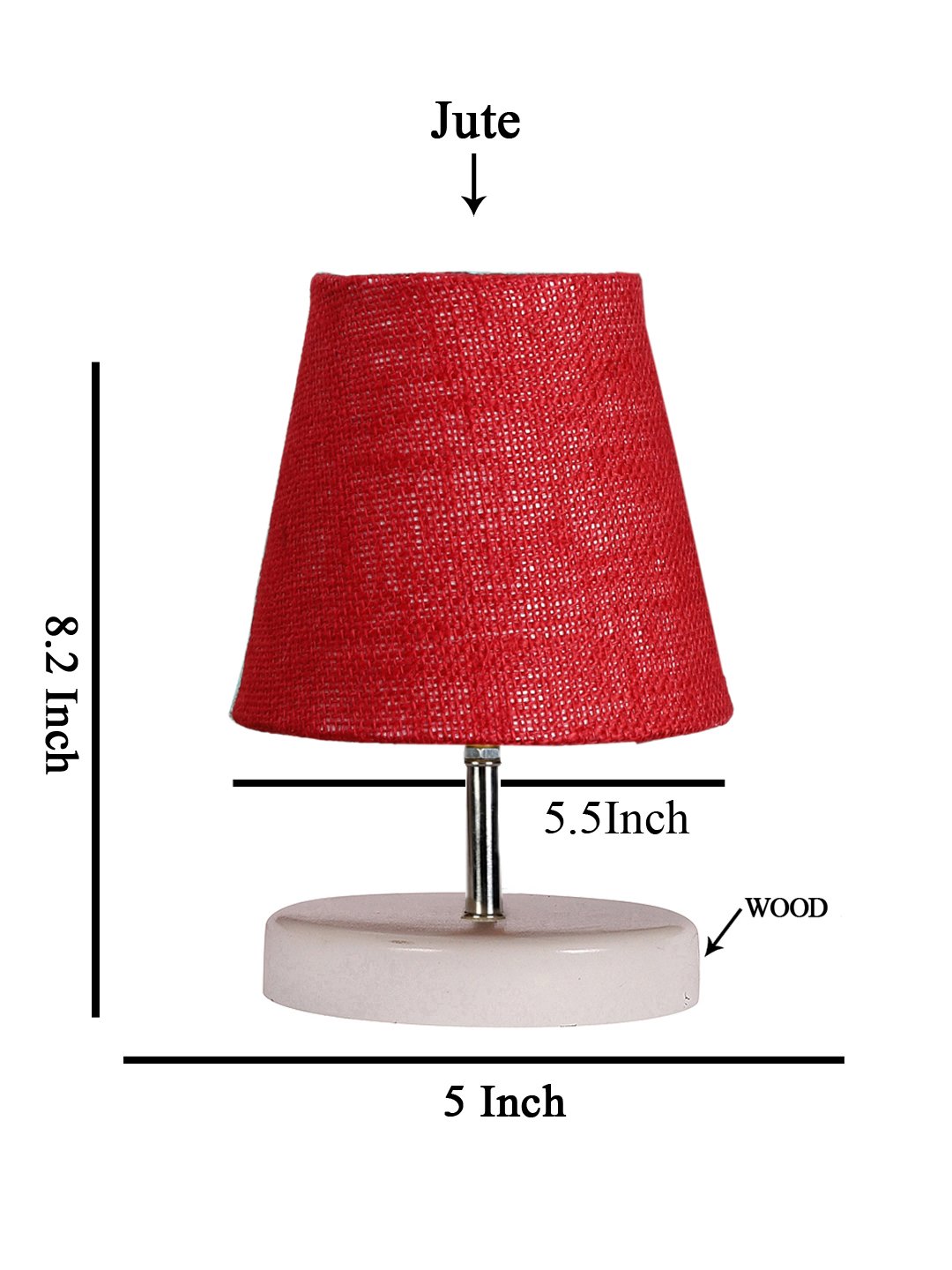 Ambika Home Maroon Jute Shade Wooden Table Lamp | Modern Bedside Lamp for Bedroom, Living Room, Hotel, Café & Home Décor - Image 3