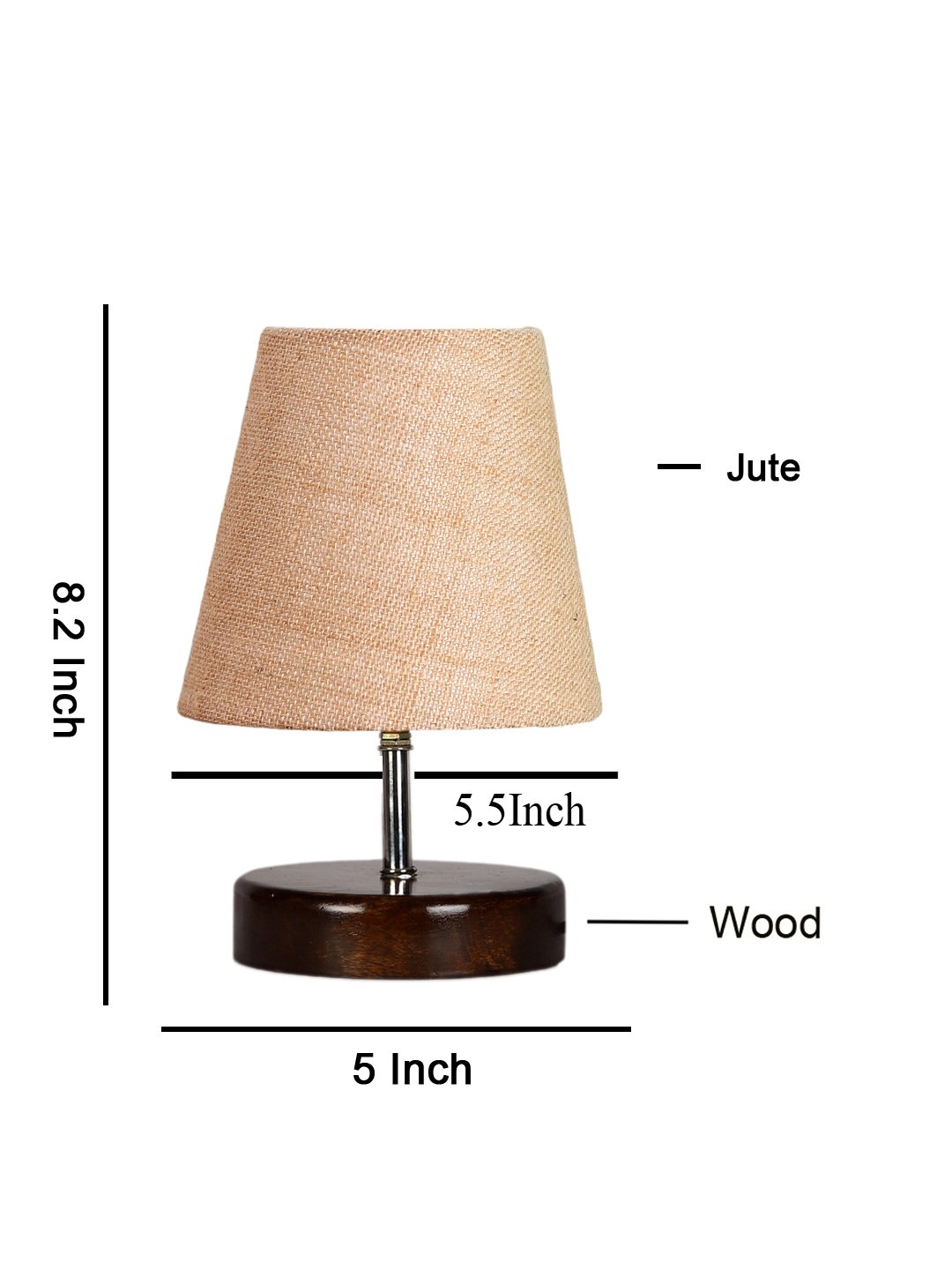 Ambika Home Beige Jute Shade Wooden Table Lamp | Modern Bedside Lamp for Bedroom, Living Room, Hotel, Café & Home Décor - Image 2