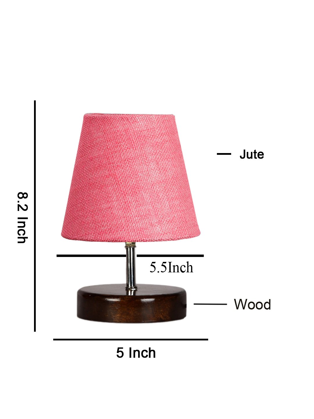 Ambika Home Pink Jute Shade Wooden Table Lamp | Modern Bedside Lamp for Bedroom, Living Room, Hotel, Café & Home Décor - Image 2