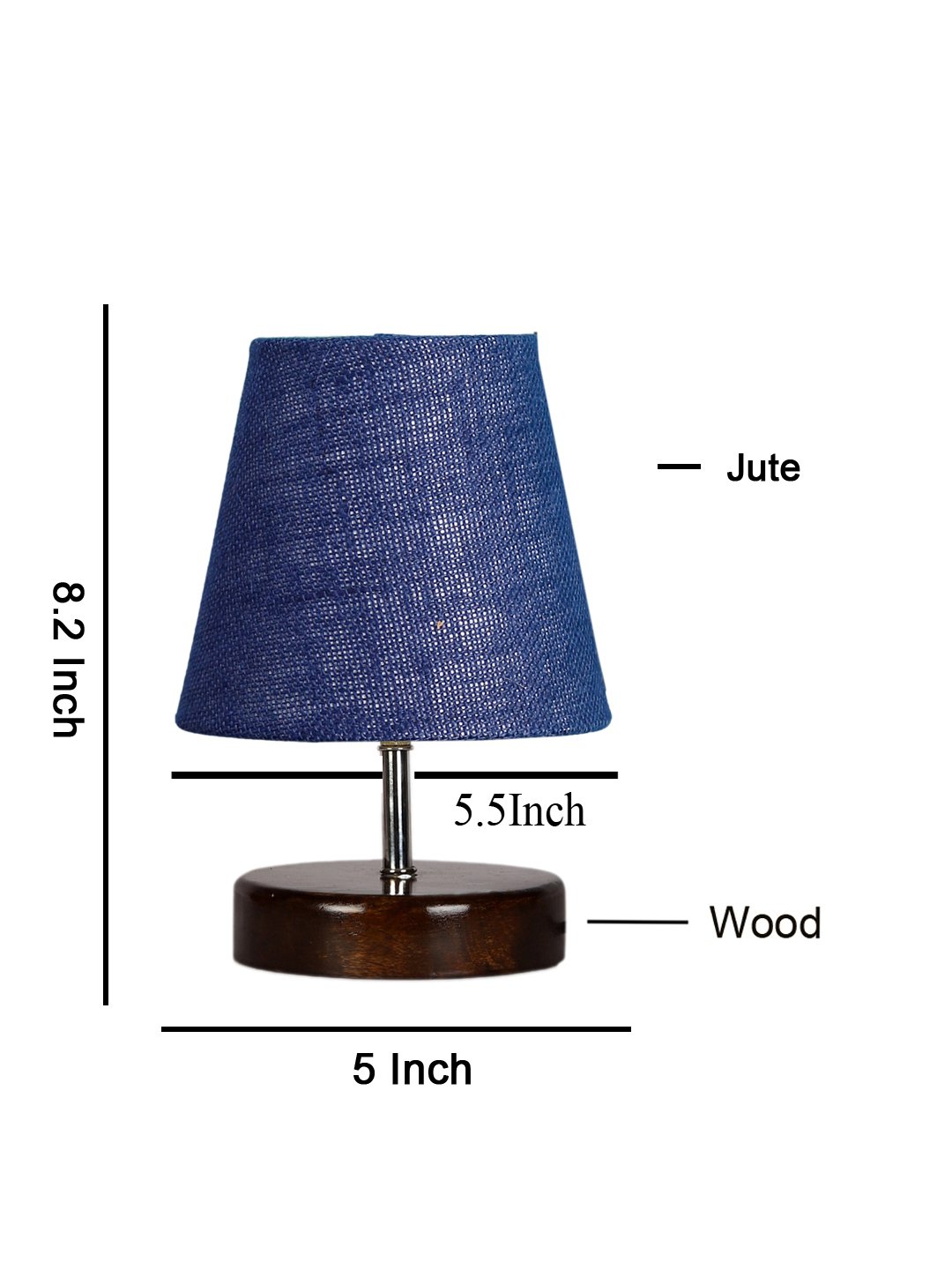Ambika Home Blue Jute Shade Wooden Table Lamp | Modern Bedside Lamp for Bedroom, Living Room, Hotel, Café & Home Décor - Image 2