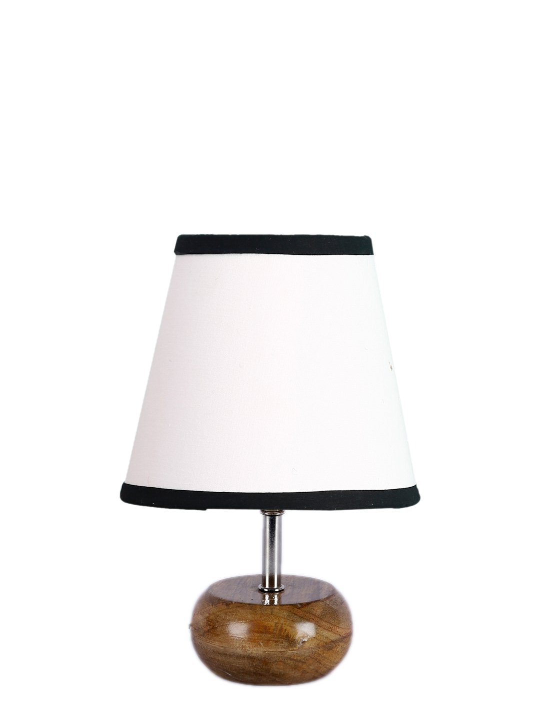 Ambika Home White Cotton Shade Wooden Table Lamp | Modern Bedside Lamp for Bedroom, Living Room, Hotel, Café & Home Décor - Image 2
