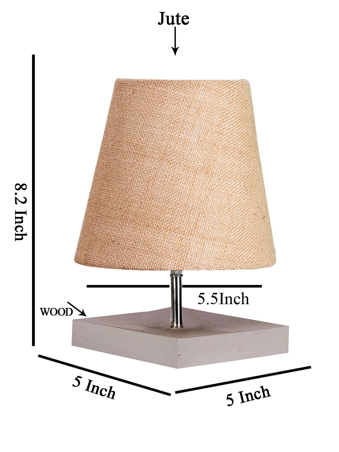 Ambika Home Beige Jute Shade Wooden Table Lamp | Modern Bedside Lamp for Bedroom, Living Room, Hotel, Café & Home Décor - Image 3