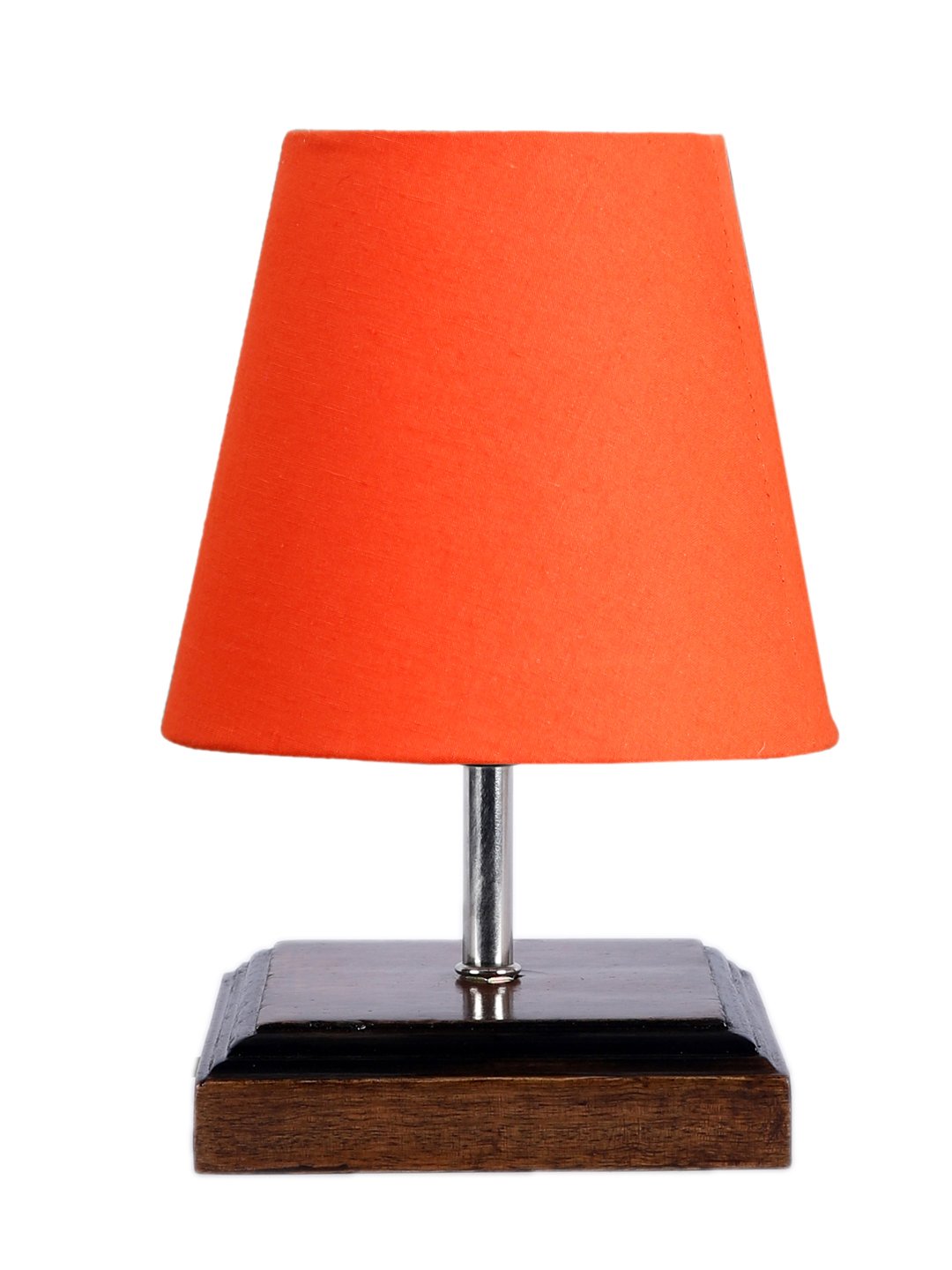 Ambika Home Orange Cotton Shade Wooden Table Lamp | Modern Bedside Lamp for Bedroom, Living Room, Hotel, Café & Home Décor - Image 2
