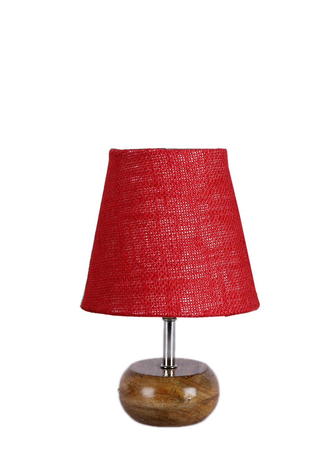 Ambika Home Maroon Jute Shade Wooden Table Lamp | Modern Bedside Lamp for Bedroom, Living Room, Hotel, Café & Home Décor - Image 2