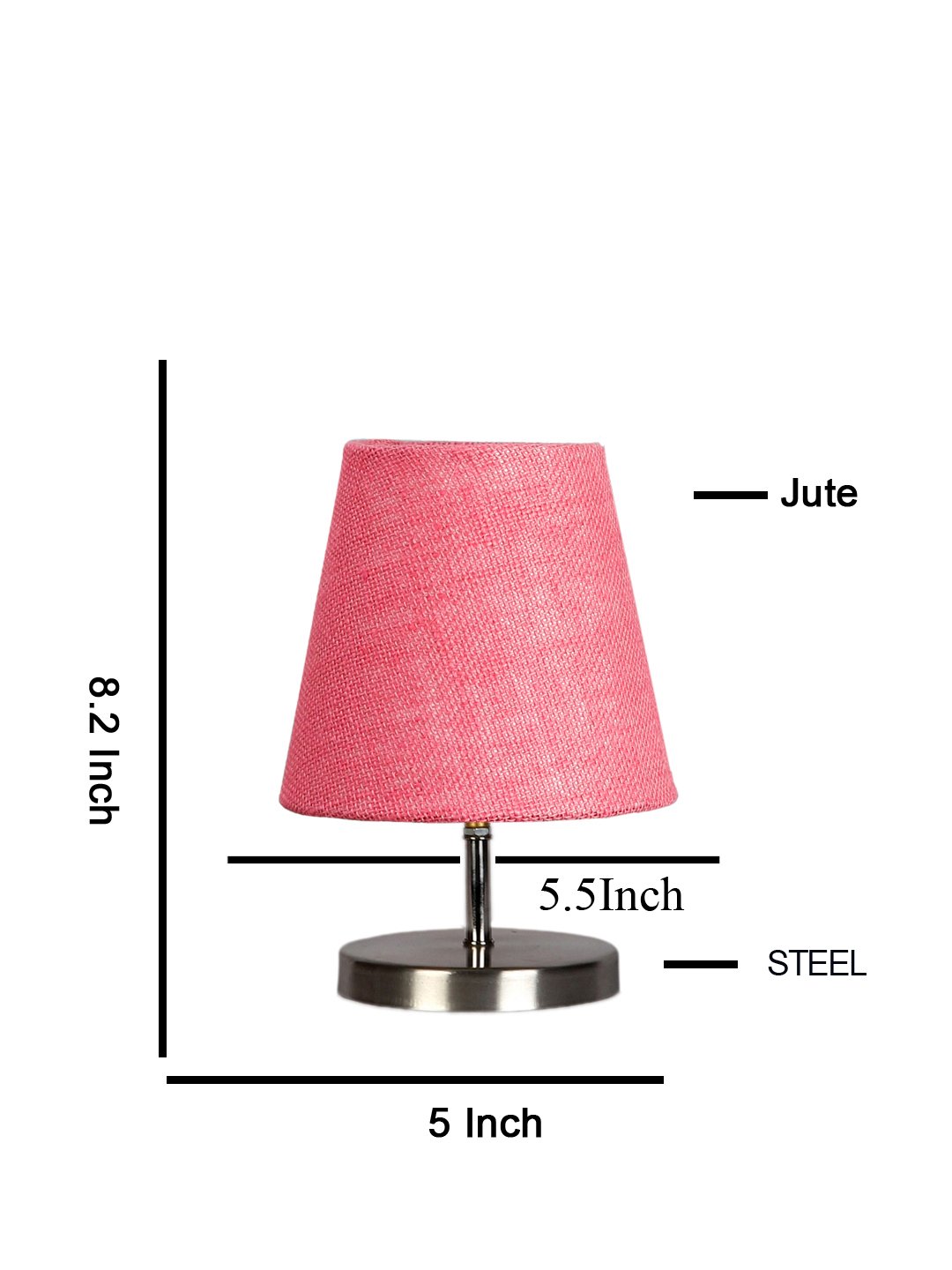 Ambika Home Pink Jute Shade Wooden Table Lamp | Modern Bedside Lamp for Bedroom, Living Room, Hotel, Café & Home Décor - Image 5