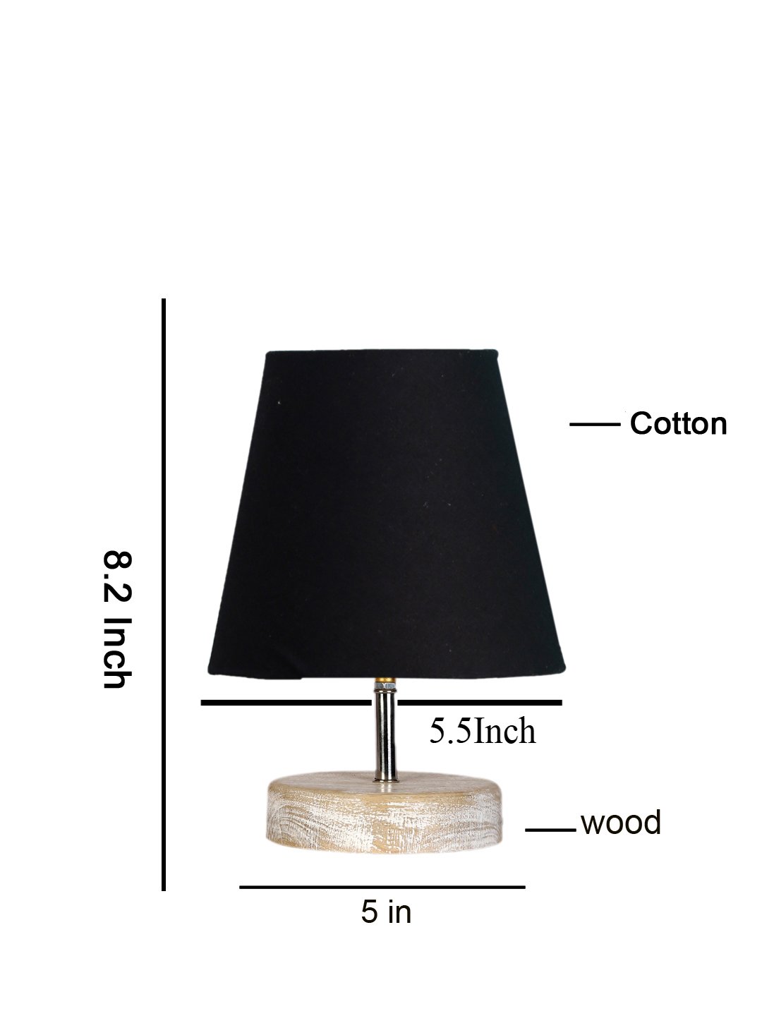 Ambika Home Black Cotton Shade Wooden Table Lamp | Modern Bedside Lamp for Bedroom, Living Room, Hotel, Café & Home Décor - Image 5