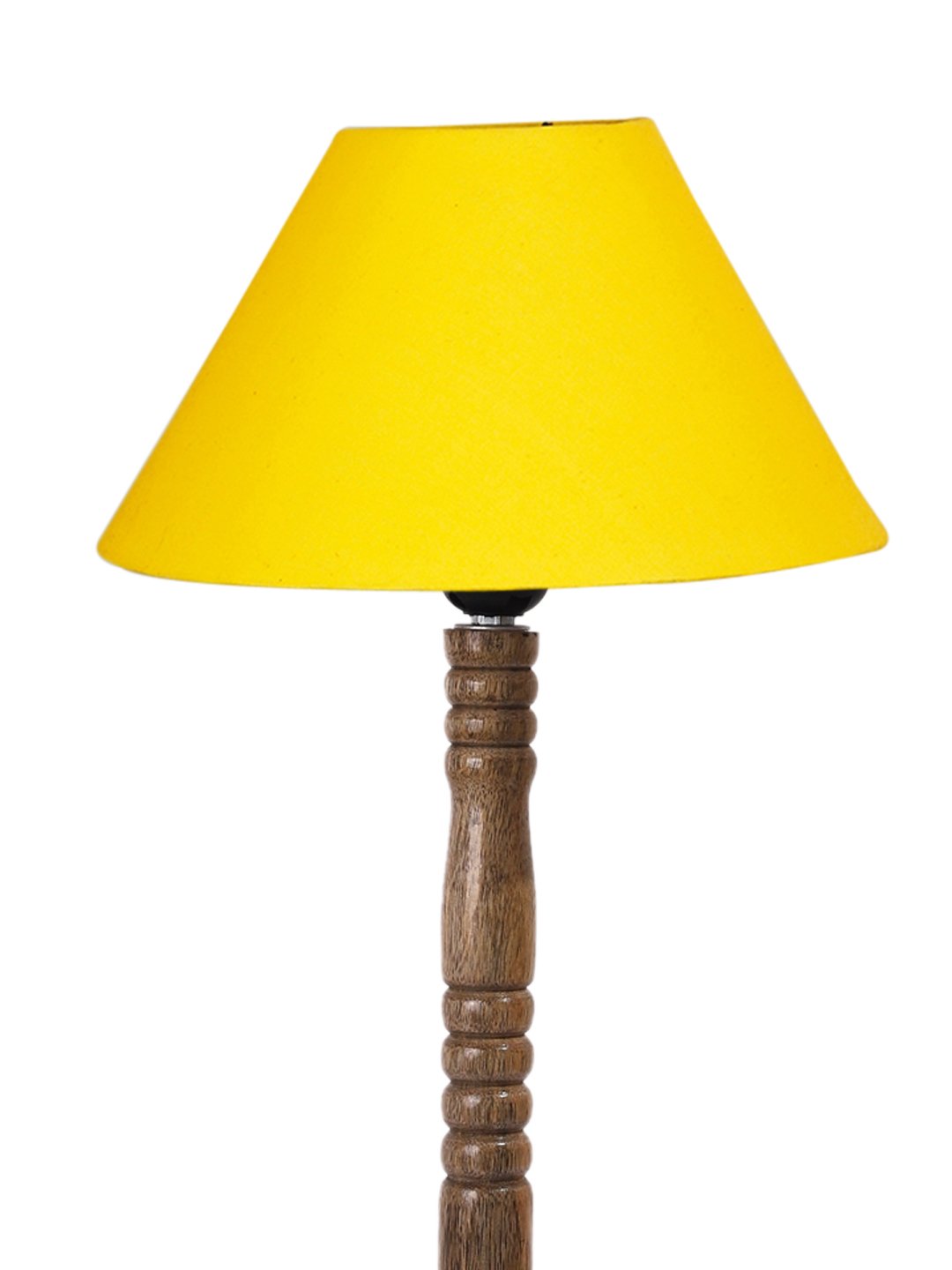 Ambika Home Minimalist Natural Wood Table Lamp with Yellow Cotton Shade | Decorative Bedside Lamp for Bedroom, Living Room, Hotel & Office | E27 Holder | BH53 - Image 5