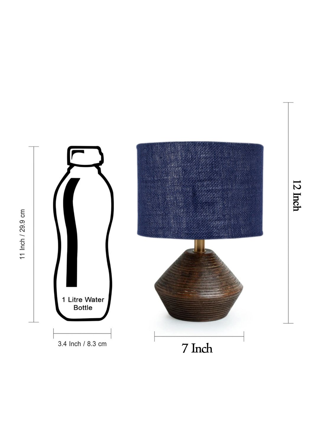 Ambika Home Wood Table Lamp with Blue Jute Shade | Decorative Bedside Lamp for Bedroom, Living Room, Dining Room, Study Room, Office, Hotel, Café & Restaurant | Modern Home Décor | E27 Holder - Image 5