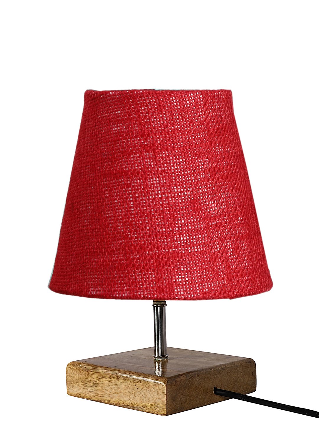 Ambika Home Maroon Jute Shade Wooden Table Lamp | Modern Bedside Lamp for Bedroom, Living Room, Hotel, Café & Home Décor - Image 2