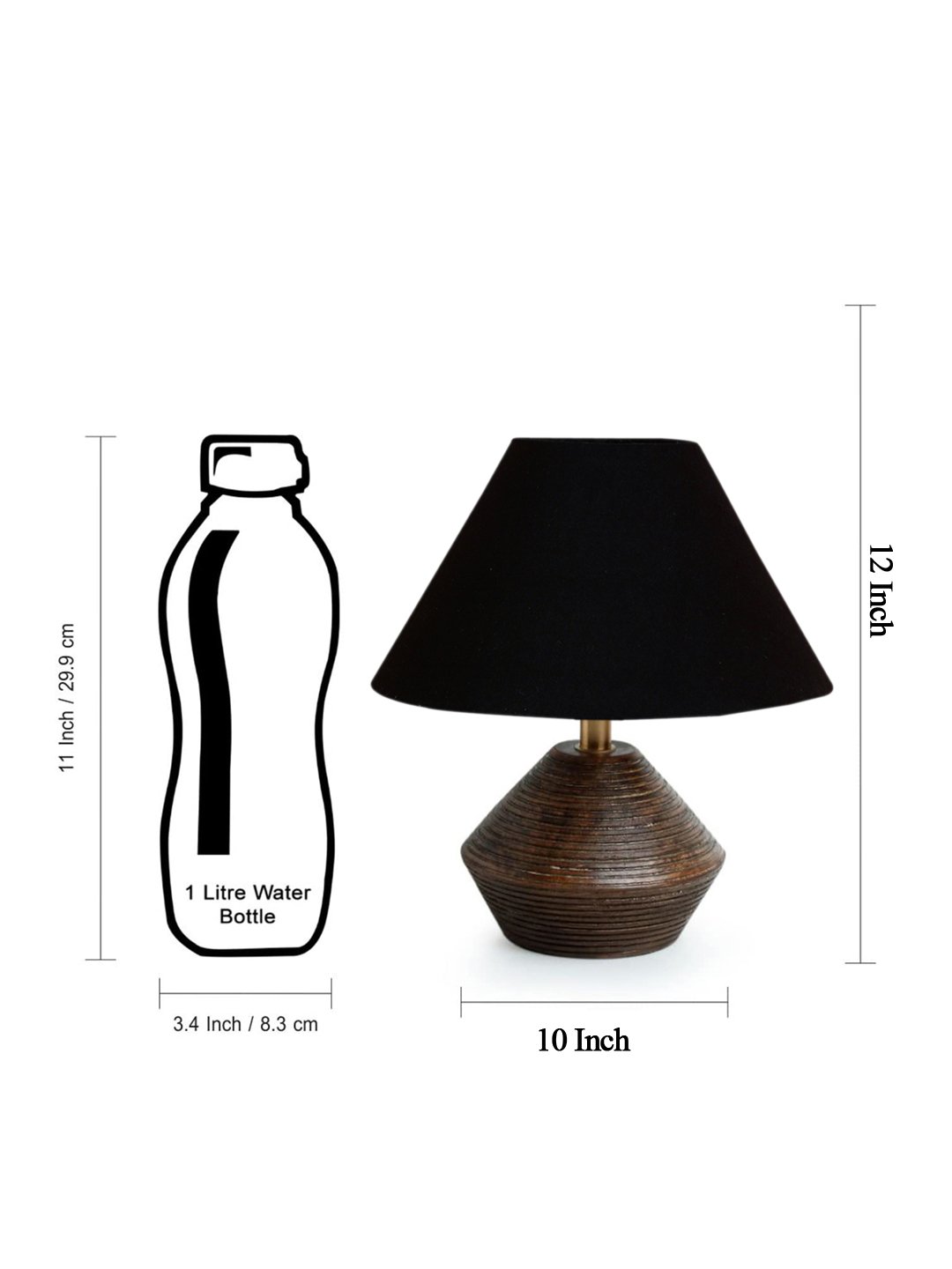 Ambika Home Wood Table Lamp with Black cotton Shade | Decorative Bedside Lamp for Bedroom, Living Room, Dining Room, Study Room, Office, Hotel, Café & Restaurant | Modern Home Décor | E27 Holder - Image 5