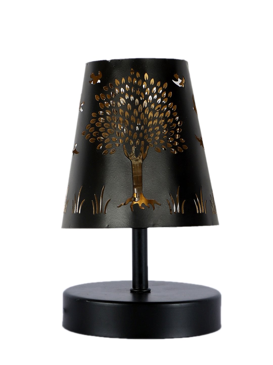 Ambika Home Black Metal Shade Wooden Table Lamp | Modern Bedside Lamp for Bedroom, Living Room, Hotel, Café & Home Décor - Image 5
