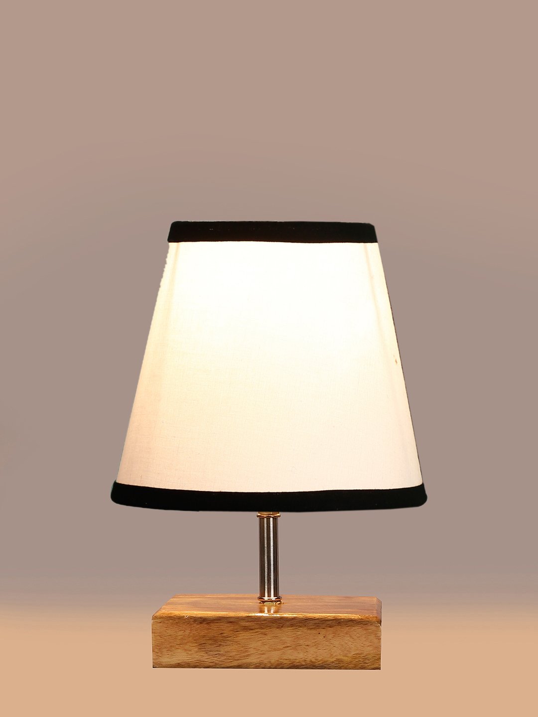 Ambika Home White Cotton Shade Wooden Table Lamp | Modern Bedside Lamp for Bedroom, Living Room, Hotel, Café & Home Décor - Image 4